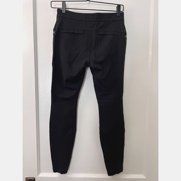 Athleta Women's Ponte Moto Twill Pants Black Zipper Pockets Rayon Nylon Size 2 - Picture 2 of 10